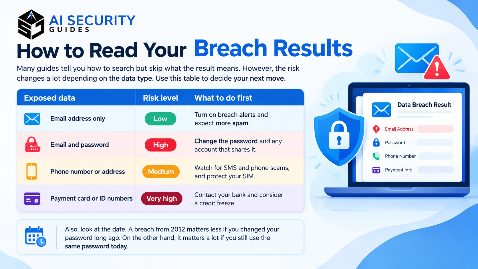 How to read your email data breach results and understand exposed data risk levels