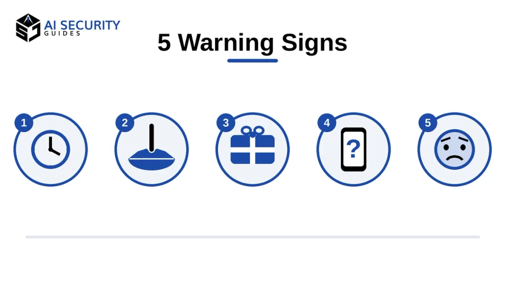 Infographic of warning signs of AI voice cloning scams